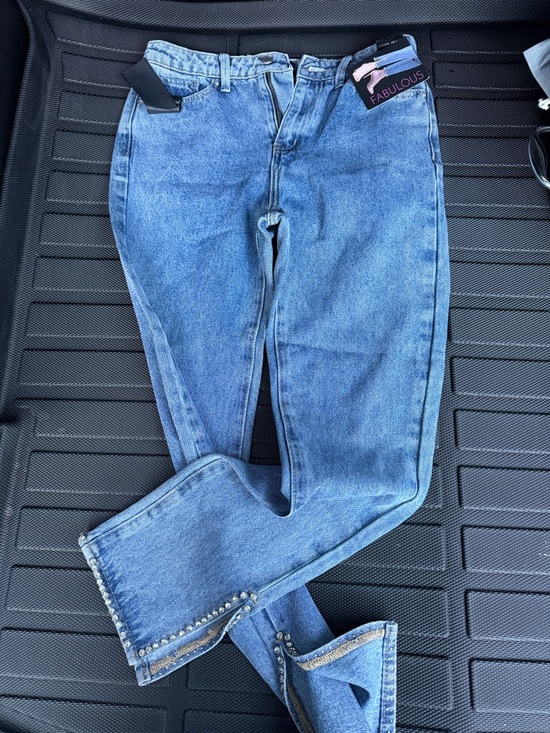 Simple Society Denim - Fabulous Blue Skinny Jeans with Embellished Cuff